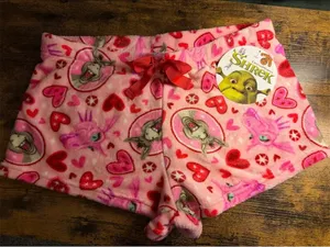 Five Below Shrek Donkey Sleep Lounge Shorts Womens Large Pink Valentine thumbnail 1