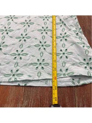 J. JILL Mint Green Eyelet Floral Embroidered Top 3/4 Sleeve Knit Blouse M thumbnail 9