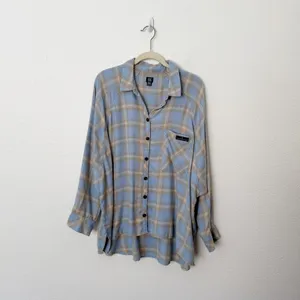 [Urban Outfitters] BDG Brendan Oversized Blue Flannel Plaid Shirt Size Medium M thumbnail 2