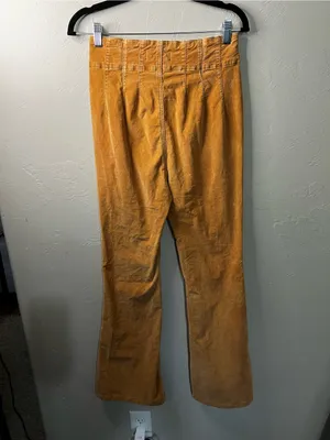 We The Free People Jayde Corduroy Flare High Rise Ginger Spice Yellow Pants thumbnail 5