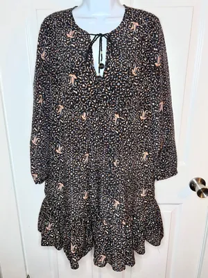 Madewell Silk Fiesta Paisley Tiered Mini Dress Black Tan 10 thumbnail 3