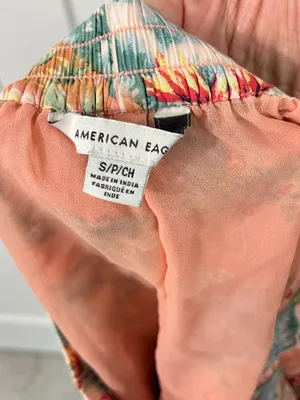 American Eagle Small Peach Coral Tropical Lined Shorts with Pockets thumbnail 7