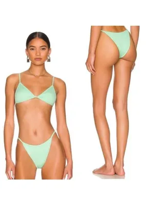 NWT Peixoto Glow Bomba Tinga Bikini Bottom XS Mint Ribbed Triangle Swimsuit thumbnail 3