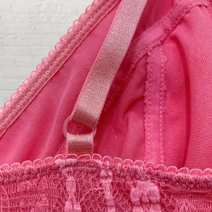 Free People Intimately Lace Bralette L Pink Lemonade Crop Top Stretch Mesh thumbnail 12