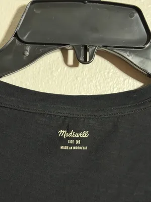 Madewell Women Minimalist Black Crewneck Tee Basic size M‎ thumbnail 4