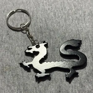 Black Dragon Keychain Silver thumbnail 1