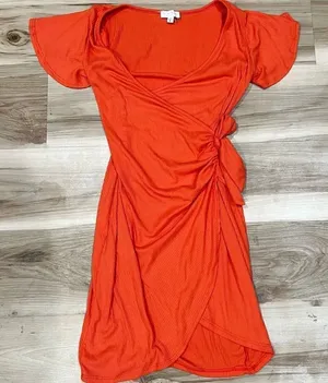 See You Monday Orange Wrap Dress Women’s Medium thumbnail 1