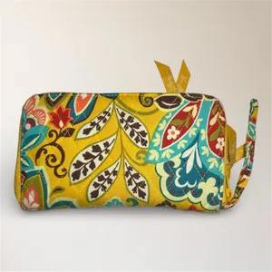 Vera‎ Bradley Floral Quilted Zip Around Wallet Yellow Cotton Boho Wristlet thumbnail 2
