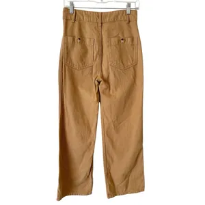Reformation Jeans Khaki Organic Cotton Tencel Straight Leg High Rise Pants Sz 25 thumbnail 2