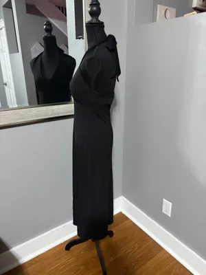 Banana Republic Whimsy-Goth V Neck Halter Cocktail Dress Black Size Small. thumbnail 3
