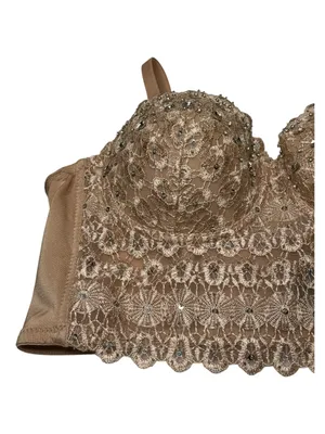 new Windsor ☀︎︎ Lace Beaded Bustier Top ☀︎︎ Nude ☀︎︎ XL ☀︎︎ Festival Date Night thumbnail 7