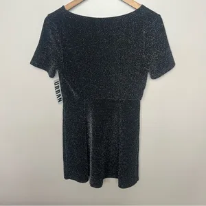 Urban Outfitters NWT Sparkly Tie Front Black Short Sleeve Dress Size Medium thumbnail 8