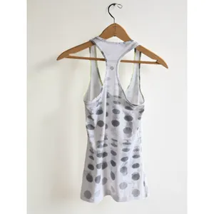 Lululemon‎ Cool Racerback Tank Top White Grey Polka Dot Size 4 6 Yoga Athletic thumbnail 2