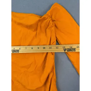 Zara Womens Orange One Shoulder Ruched Long Sleeve Bodysuit Small Asymmetrical thumbnail 4