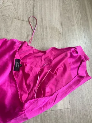 Women’s Fuchsia Asymmetrical Slip Dress thumbnail 2