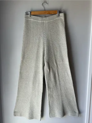 Free People Beach Hailee Sweater Pants Waffle Knit Cropped Wide Flare Leg thumbnail 1
