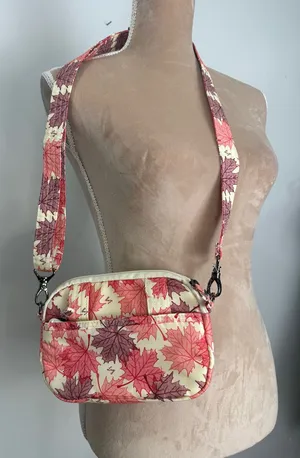 lug Quilted Crossbody in Coral, Cream and Pink Leaf Print thumbnail 1
