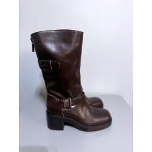 Rare Dolce Vita Lenon Leather Moto Boots Buttered Oak Size 6 Unreleased Sample thumbnail 5