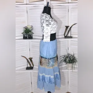 Vintage Peasant Skirt white lace top coquette romantic fairy Ren fair whimsy S thumbnail 3