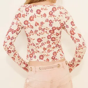 NEW Free People Tilly Tea Combo Ivory Floral Button Cotton Long Sleeve Top XS thumbnail 4