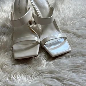 Marc Fisher White Patent Zasha Heel Sandals thumbnail 5