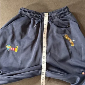 Unisex Blue Embroidered Puppy Baggy Sweatpants Y2K Wide Leg Pant Lantern Trouser thumbnail 5