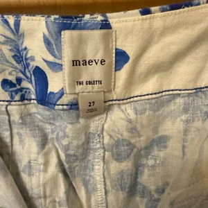 blue and white anthropology floral pants thumbnail 2