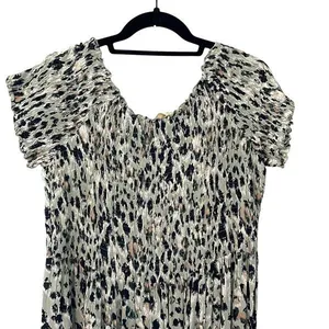 Mystree Womens Animal Print Smocked Slit Summer Maxi Dress Black Green Large‎ thumbnail 4