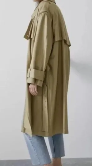 NWT Zara Oversized Trench Coat Belted Double Breasted Bloggers Fav S/M thumbnail 4