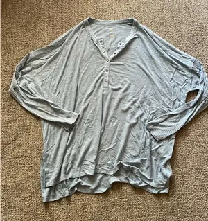 Aerie real soft long sleeve light blue henley thumbnail 1