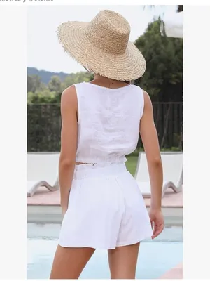 Fancyinn White Elastic Waist Women Shorts Bermudas Set thumbnail 3