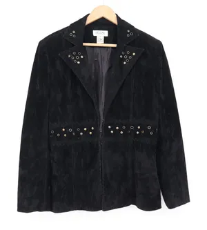 Selene Sport Blazer Womens 8 Western Studded Black Faux Suede Excellent thumbnail 1