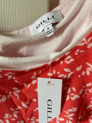 Gilli Sunday Best Floral Ruffle One Shoulder Coral Belted Dress Sz Med Fairycore thumbnail 5