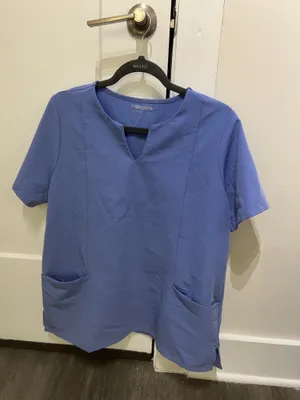 Mandala Scrubs NWOT 5 Pocket Notch Neck Top (French Blue) thumbnail 4