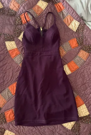 Burgundy lace back formal dress thumbnail 1