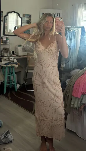 Lovely Long Peach Dress thumbnail 1
