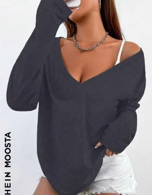 SheIn Long sleeve V Neck Shirt thumbnail 1