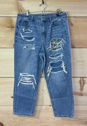 American Eagle Patchwork Mom Straight Jeans thumbnail 1