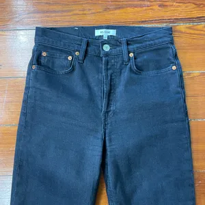 RE/DONE 70s High Rise Stove Pipe Washed Noir Black Raw Hem Jeans 26💛🎀 thumbnail 11