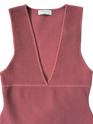 Like New Aritzia Babaton Sculpt Knit V Neck Sleeveless Dress Size Medium thumbnail 2