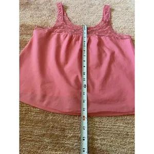 Aerie Pink Lace Trim Tank Top Women’s Size M Medium Floral Mesh Detail thumbnail 4