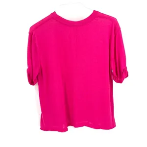 WE THE FREE PEOPLE Cassidy Hot Pink Short Sleeve Basic Relaxed Boxy Fit T Shirt thumbnail 4