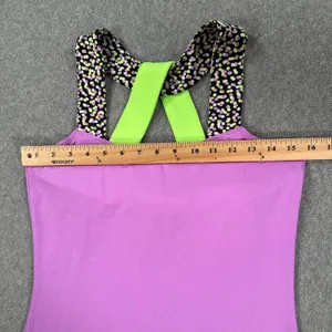 Jofit Wide Strap Active Top Women's Small Crossover Back Purple Green Shelf Bra thumbnail 5