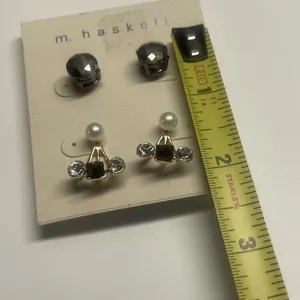 NWT M. Haskell Pierced Earrings Rhinestone thumbnail 2