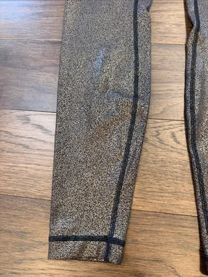 Lululemon Metallic Gold and Black Metallic High-Waist Leggings Size 6 - C1-343 thumbnail 2