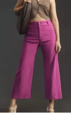 Maeve Anthropologie The Colette Pants Pink Size 25 Viscose Linen Cotton thumbnail 1