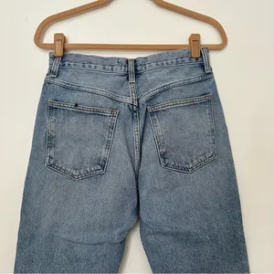 Agolde Leena Baby Flare Raw Hem Jeans Women’s 28 Blue thumbnail 6