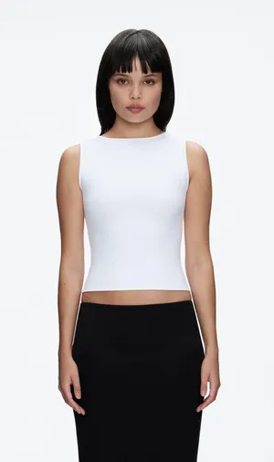 Tankair Straight Neck Sleeveless Top in white Sz S brand new tank air thumbnail 1