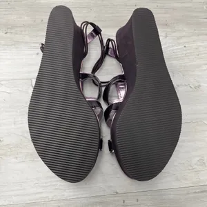 Avon Metallic Purple Strappy Platform Heels Y2K Chunky Cutout Sandals 6-6.5 thumbnail 7