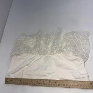 Aerie Bralette Pullover Wireless Lace Overlay Crop Top Bra Cream‎ Size Large thumbnail 9
